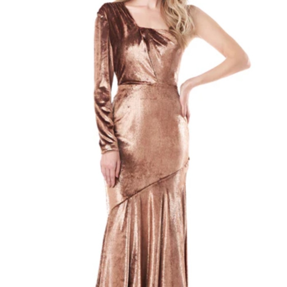 Kay Unger Velvet Delphine One Shoulder Formal Dress